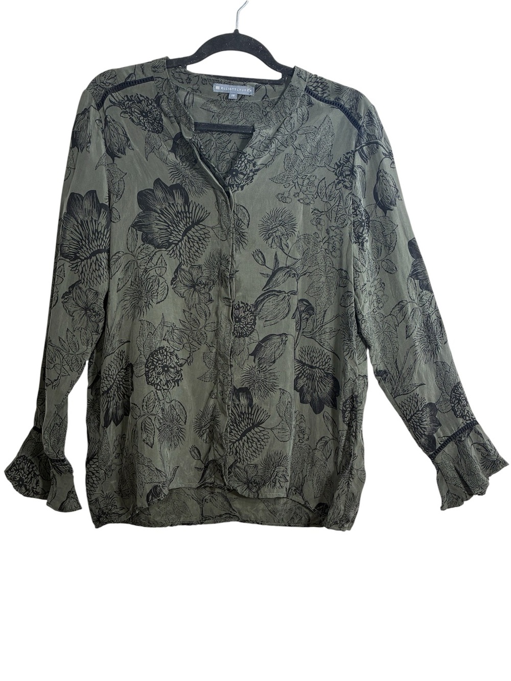 Elliott Lauren Black Floral Cupro Blouse